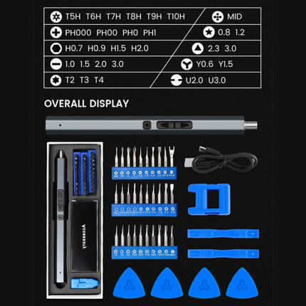 36 In 1 Rechargeable Mini Electric Screwdriver Set With 3LED Lighting(Gray)-garmade.com