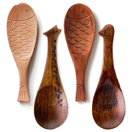 Wooden Animal-shaped Nanmu Rice Spoon, Random Style Delivery-garmade.com