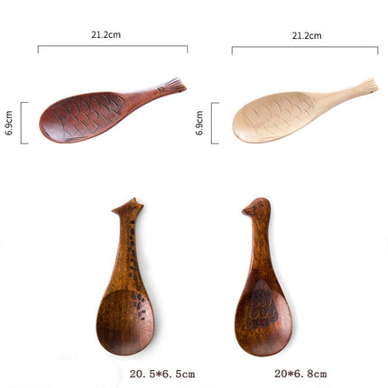 Wooden Animal-shaped Nanmu Rice Spoon, Random Style Delivery-garmade.com