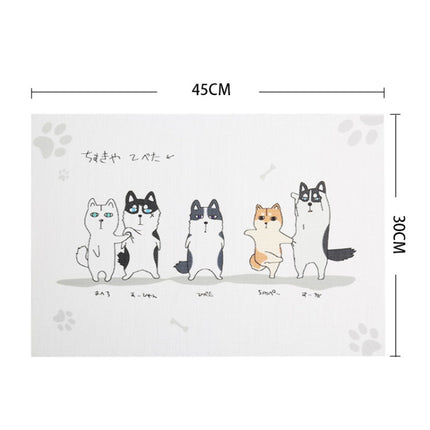 Simple Children Cute Cartoon Placemats Complementary Food Mats Waterproof and Oil Proof Insulation Coasters(Five Dogs)-garmade.com