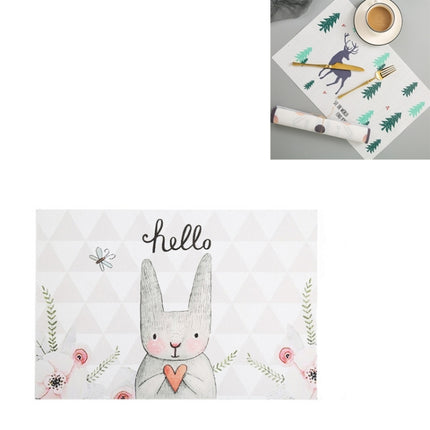 Simple Children Cute Cartoon Placemats Complementary Food Mats Waterproof and Oil Proof Insulation Coasters(Rabbit)-garmade.com