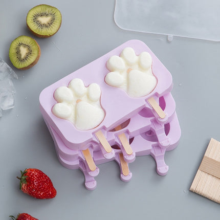 Silicone Cartoon Children Homemade Popsicle Ice Cream Mold Set with Wooden Sticks(Rabbit)-garmade.com