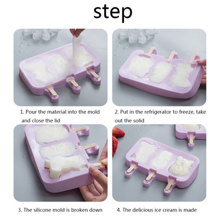 Silicone Cartoon Children Homemade Popsicle Ice Cream Mold Set with Wooden Sticks(Rabbit)-garmade.com