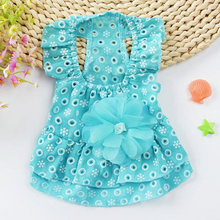 Dog Spring and Summer Thin Lace Princess Dress Small Pet Clothing, Size:S(Sky Blue)-garmade.com