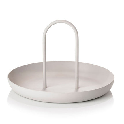 Round Handheld Portable Tray Porch Sundries Small Objects Desktop Storage Tray(White)-garmade.com