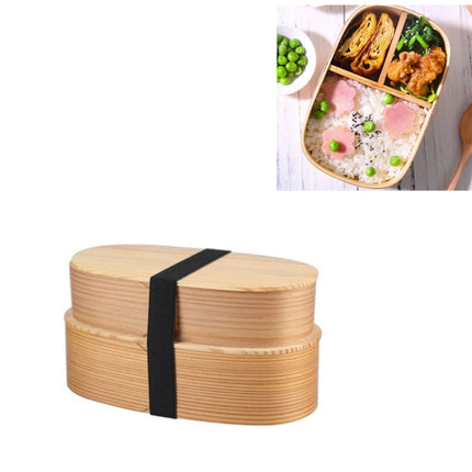 Wood Environmental Protection Tableware Portable Lunch Box Bento Box, Style:Double Layer(Wood Color)-garmade.com