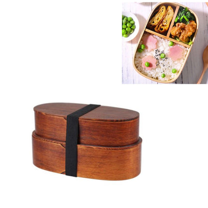 Wood Environmental Protection Tableware Portable Lunch Box Bento Box, Style:Double Layer(Paint Color)-garmade.com