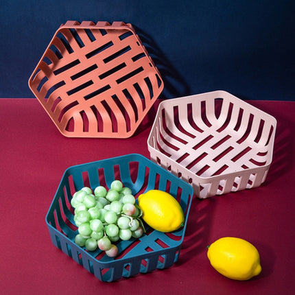 3 PCS Fruit Basket Living Room Snack Plate Creative Fruit Basin Home Kitchen Drain Basket(Red)-garmade.com