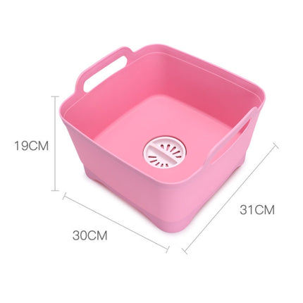 2 PCS Multifunctional Mobile Sink Kitchen Plastic Vegetable Washing Basket Fruit And Vegetable Storage Drain Basket(Pink)-garmade.com