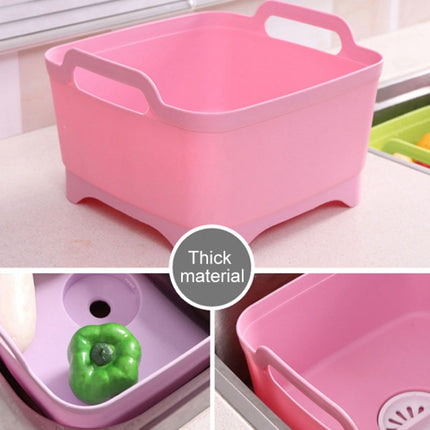 2 PCS Multifunctional Mobile Sink Kitchen Plastic Vegetable Washing Basket Fruit And Vegetable Storage Drain Basket(Pink)-garmade.com