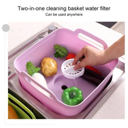 2 PCS Multifunctional Mobile Sink Kitchen Plastic Vegetable Washing Basket Fruit And Vegetable Storage Drain Basket(Pink)-garmade.com
