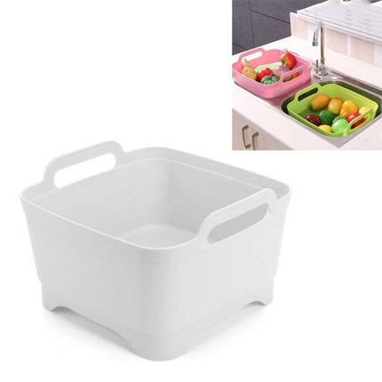 2 PCS Multifunctional Mobile Sink Kitchen Plastic Vegetable Washing Basket Fruit And Vegetable Storage Drain Basket(White)-garmade.com