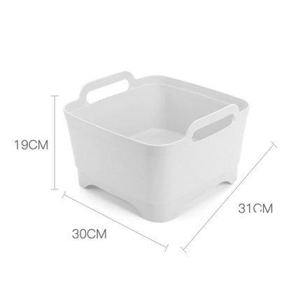 2 PCS Multifunctional Mobile Sink Kitchen Plastic Vegetable Washing Basket Fruit And Vegetable Storage Drain Basket(White)-garmade.com