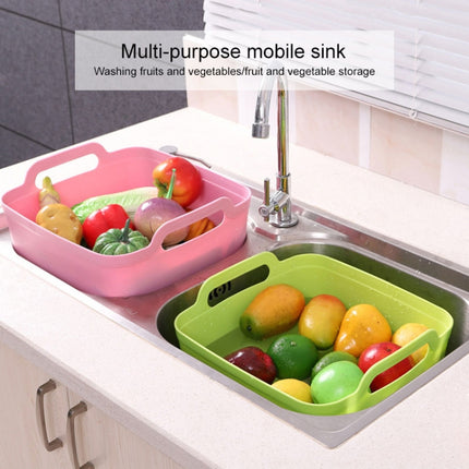 2 PCS Multifunctional Mobile Sink Kitchen Plastic Vegetable Washing Basket Fruit And Vegetable Storage Drain Basket(White)-garmade.com