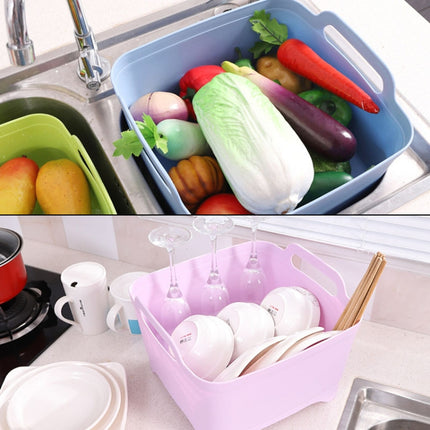 2 PCS Multifunctional Mobile Sink Kitchen Plastic Vegetable Washing Basket Fruit And Vegetable Storage Drain Basket(White)-garmade.com