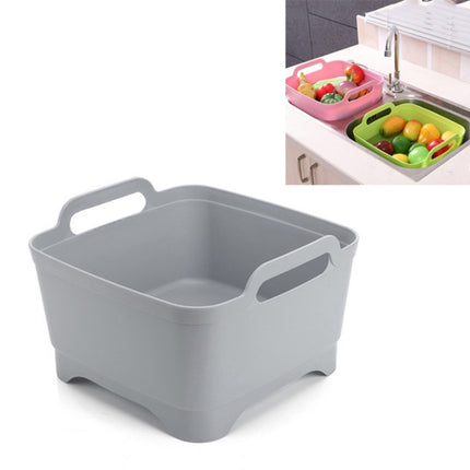 2 PCS Multifunctional Mobile Sink Kitchen Plastic Vegetable Washing Basket Fruit And Vegetable Storage Drain Basket(Dark Gray)-garmade.com