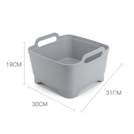 2 PCS Multifunctional Mobile Sink Kitchen Plastic Vegetable Washing Basket Fruit And Vegetable Storage Drain Basket(Dark Gray)-garmade.com