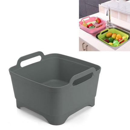 2 PCS Multifunctional Mobile Sink Kitchen Plastic Vegetable Washing Basket Fruit And Vegetable Storage Drain Basket(Dark Green)-garmade.com