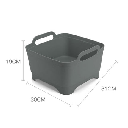 2 PCS Multifunctional Mobile Sink Kitchen Plastic Vegetable Washing Basket Fruit And Vegetable Storage Drain Basket(Dark Green)-garmade.com