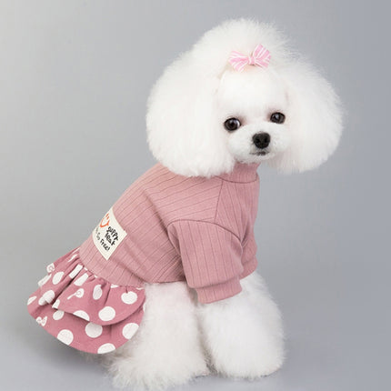 Pet Dog Costume Skirt Spring and Summer Smiley Polka Dot Dress, Size:S(Pink)-garmade.com