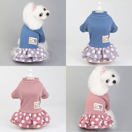 Pet Dog Costume Skirt Spring and Summer Smiley Polka Dot Dress, Size:S(Pink)-garmade.com