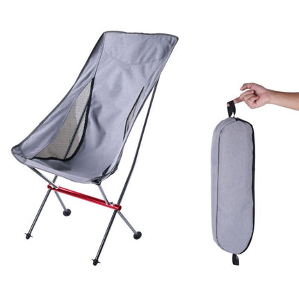 Camping Leisure Fishing Aluminum Alloy Portable Folding Chair, Size:Large(Gray)-garmade.com