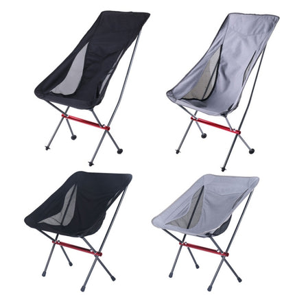 Camping Leisure Fishing Aluminum Alloy Portable Folding Chair, Size:Large(Gray)-garmade.com