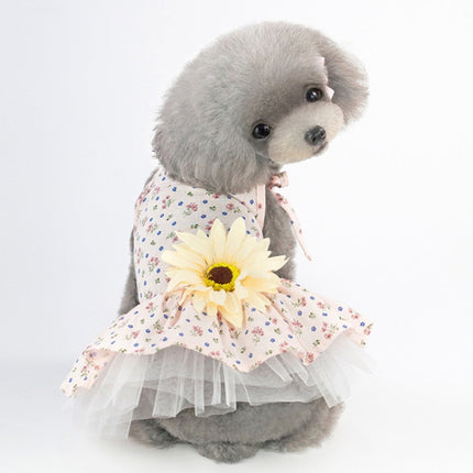 Pet Clothing Dog Cat Spring and Summer Breathable Daisy Skirt, Size:XS(Yellow Flower)-garmade.com