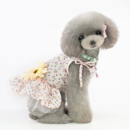 Pet Clothing Dog Cat Spring and Summer Breathable Daisy Skirt, Size:L(Yellow Flower)-garmade.com