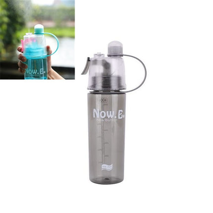 Creative Spray Water Bottle Sports Bottle Portable With Lid Summer Hydration Beauty Plastic Cup, Size:400 ML(Black)-garmade.com