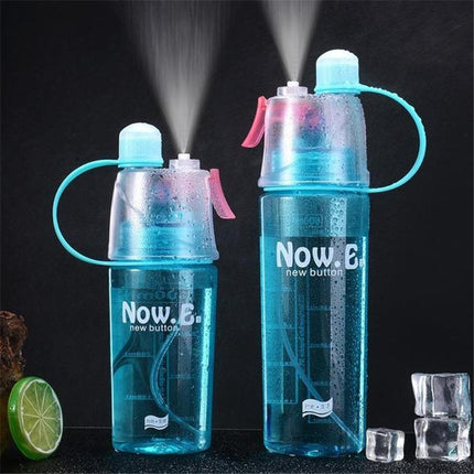 Creative Spray Water Bottle Sports Bottle Portable With Lid Summer Hydration Beauty Plastic Cup, Size:400 ML(Blue)-garmade.com