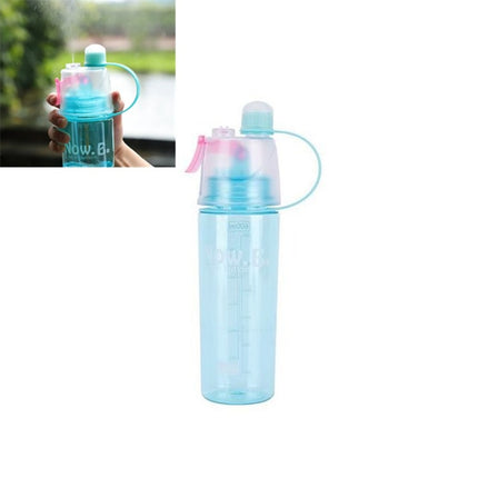 Creative Spray Water Bottle Sports Bottle Portable With Lid Summer Hydration Beauty Plastic Cup, Size:600 ML(Blue)-garmade.com