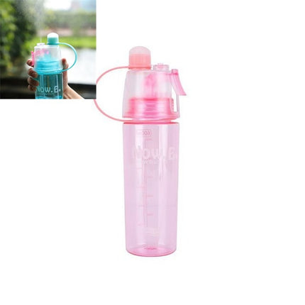 Creative Spray Water Bottle Sports Bottle Portable With Lid Summer Hydration Beauty Plastic Cup, Size:600 ML(Pink)-garmade.com