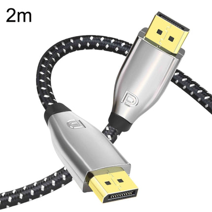 2m 1.4 Version DP Cable Gold-Plated Interface 8K High-Definition Display Computer Cable OD6.0MM 30AWG With Nylon Mesh(Gray)-garmade.com