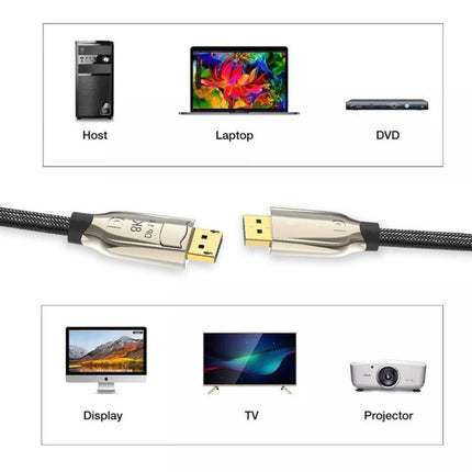 2m 1.4 Version DP Cable Gold-Plated Interface 8K High-Definition Display Computer Cable OD6.0MM 30AWG With Nylon Mesh(Gray)-garmade.com
