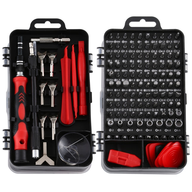 135 in 1 DIY Mobile Phone Disassembly Tool Clock Repair Multi-function Tool Screwdriver Set(Black Red)-garmade.com