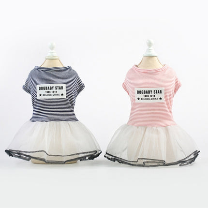 Pet Clothes Dog Summer Breathable Striped Skirt, Size:XS(Black)-garmade.com