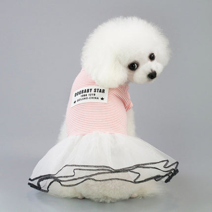Pet Clothes Dog Summer Breathable Striped Skirt, Size:S(Pink)-garmade.com