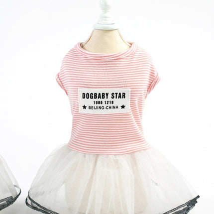 Pet Clothes Dog Summer Breathable Striped Skirt, Size:S(Pink)-garmade.com
