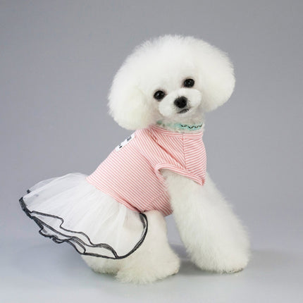 Pet Clothes Dog Summer Breathable Striped Skirt, Size:M(Pink)-garmade.com