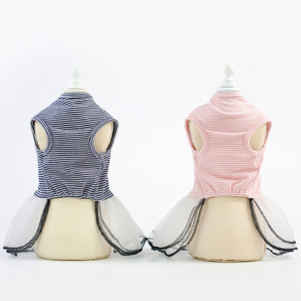 Pet Clothes Dog Summer Breathable Striped Skirt, Size:L(Pink)-garmade.com