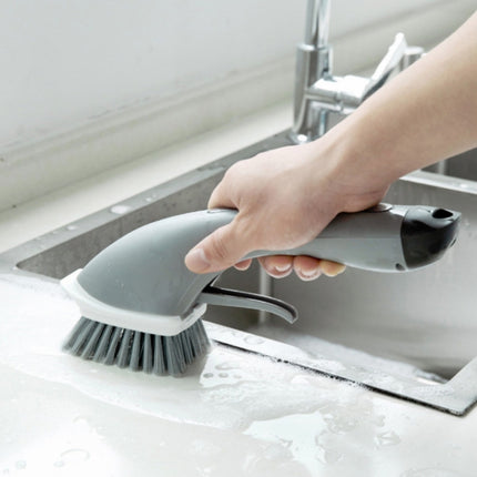 Long Handle Pot Brushes Automatically Add Dishwashing Detergent Tiles Water Spray Cleaning Brushes(Green)-garmade.com