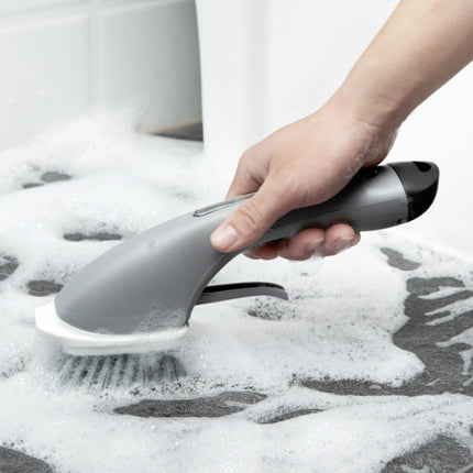 Long Handle Pot Brushes Automatically Add Dishwashing Detergent Tiles Water Spray Cleaning Brushes(Green)-garmade.com