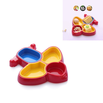 Baby Tableware Plastic Airplane Shape Divided Meal Bowl(Red)-garmade.com