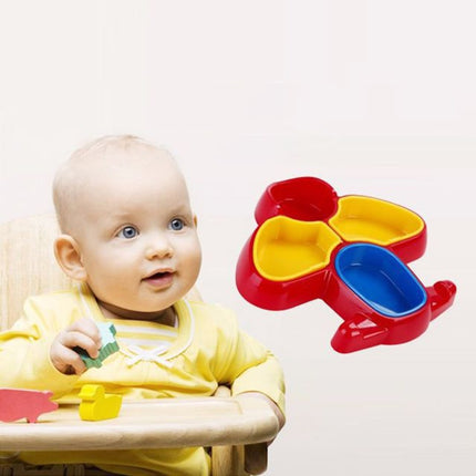 Baby Tableware Plastic Airplane Shape Divided Meal Bowl(Red)-garmade.com