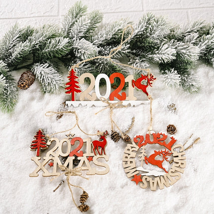 3 PCS Christmas Decorations Letter Card Wooden Pendant(C Style)-garmade.com