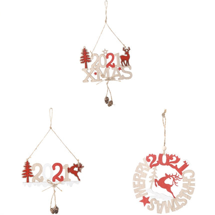 3 PCS Christmas Decorations Letter Card Wooden Pendant(C Style)-garmade.com