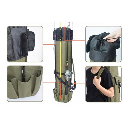 Multifunctional Fishing Rod Bag Fishing Tackle Bag Fishing Supplies,Size: 123x34cm(Brown)-garmade.com