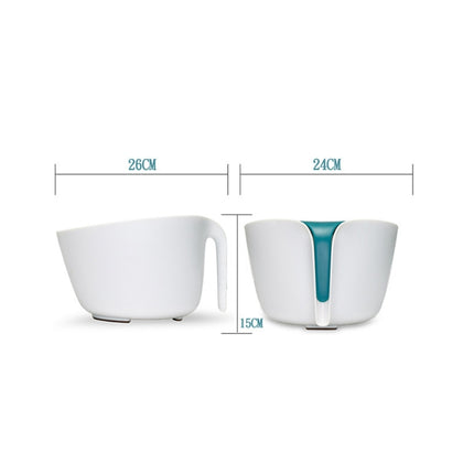 2 in 1 Double-layer Drain Basket Kitchen Plastic Fruit Vegetable Basket Salad Bowl(Blue White)-garmade.com