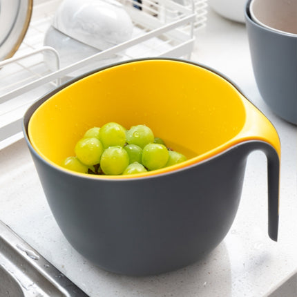 2 in 1 Double-layer Drain Basket Kitchen Plastic Fruit Vegetable Basket Salad Bowl(Yellow Gray)-garmade.com